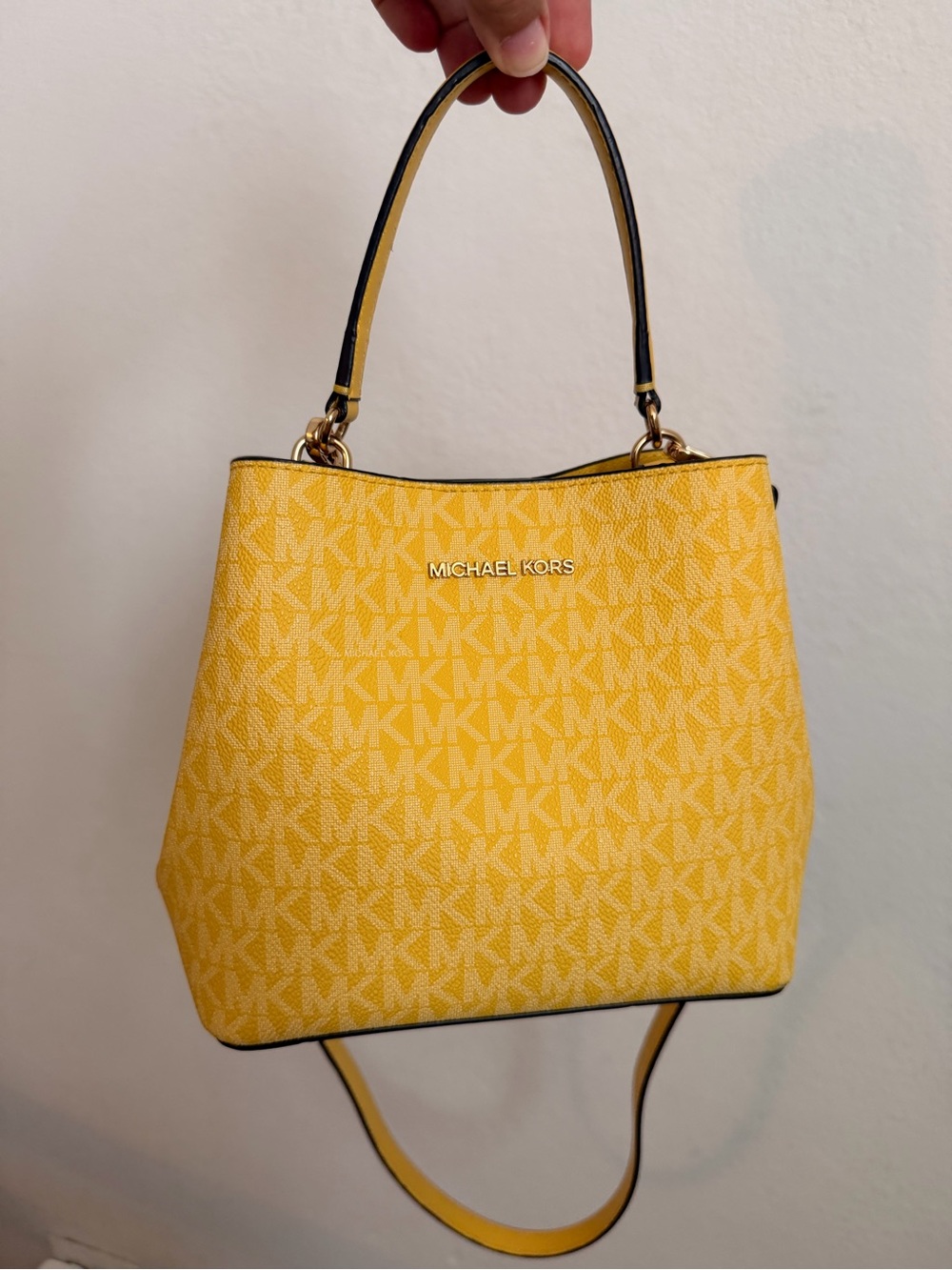 Michael Kors Yellow Logo Monogram Tote Shoulder Bag